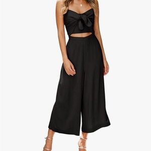 Black Cut Out Wide Leg Jumpsuit |  Bow Detail | NWT Size S